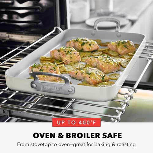 GreenPan x Bobby Flay 18" x 11" Nonstick Double Burner Griddle, PFAS-Free Ceramic Double Stovetop Skillet, Stainless Steel Handles, Dual-Use Cooking, Easy Clean Dishwasher & Oven Safe Pan, Cream by GreenPan - Image 4