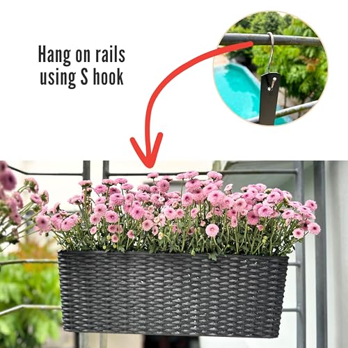 LaLaGreen Outdoor Wall Planters (20in, 4 Pack) Black Window Flower Boxes by LáLáGreen - Used condition - Image 5