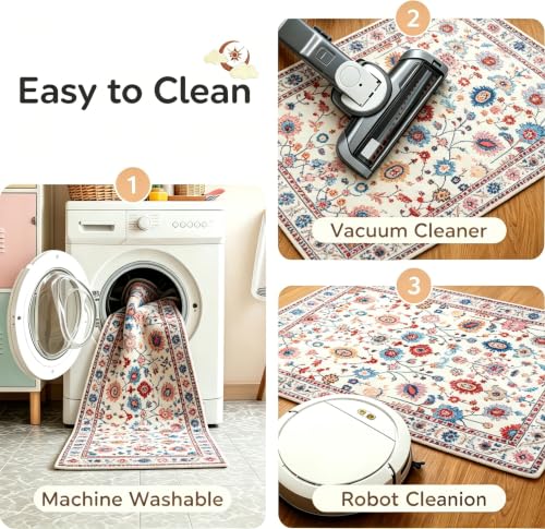 LYGLIGH Boho Floral Washable Entry Rug, 2X3 Non-Slip, Soft Indoor Door Mat — view 4