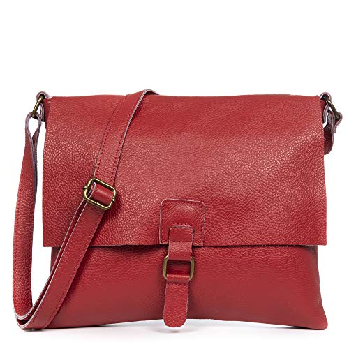 Firenze Artegiani. Abbadia Bolso Satchel Mujer.Piel auténtica Dollaro 35x5x30 cm. Color: Rojo