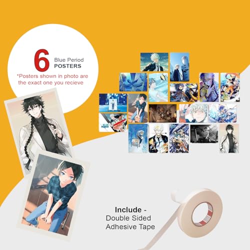 Image of ATEVON Blue Period Anime Wall Collage Kit - Pack of 18 Posters (4x6 Inches) Featuring Yatora Yaguchi, Ryuji Ayukawa, and Yotasuke Takahashi - Unframed Art Prints for Room Decor