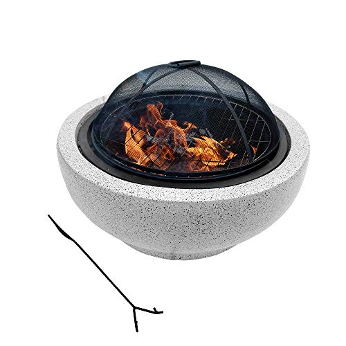 Peaktop 24 Inch Geometric Steel Frame Bbq Grill Wood Burning Fire Pit For Outdoor Patio Backyard Decoration, Gray #TOP4