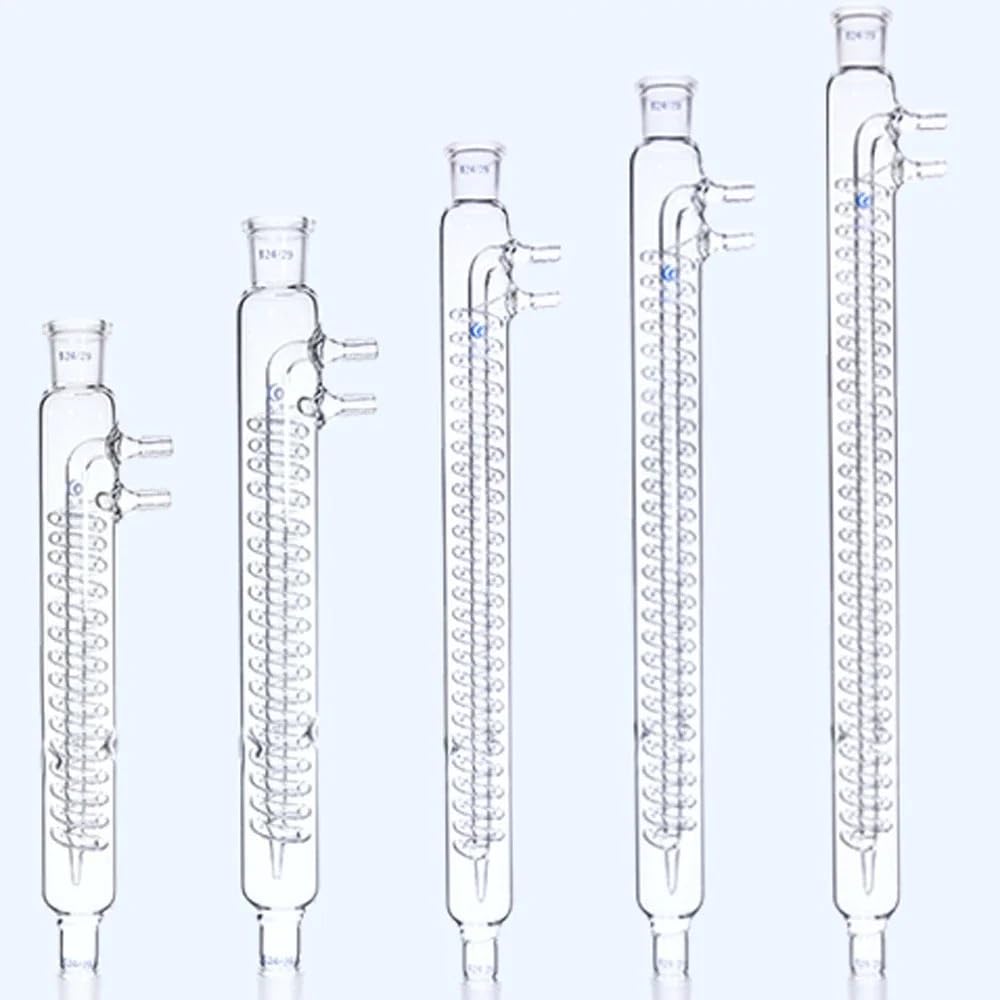 Tubo condensador de reflujo de vidrio de borosilicato, bobina de 200/300/400mm 24/29, experimento químico de cristalería de laboratorio(Size:400mm)