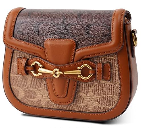 Women Small Crossbody Bags Women Golden Buckle Leather Purse Handbag Fashion Design (Coffee&Brown) #TOP1