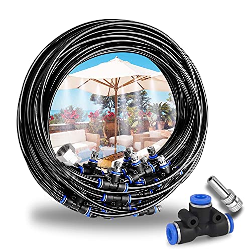 Ledph Nebulizador de Agua para Terrazas, Difusores Agua Pulverizada Terraza, DIY Nebulizador Jardin Kit Completo, Microaspersores de Riego Nebulizador para JardíN Terraza Invernadero Trampolín,15m Cover