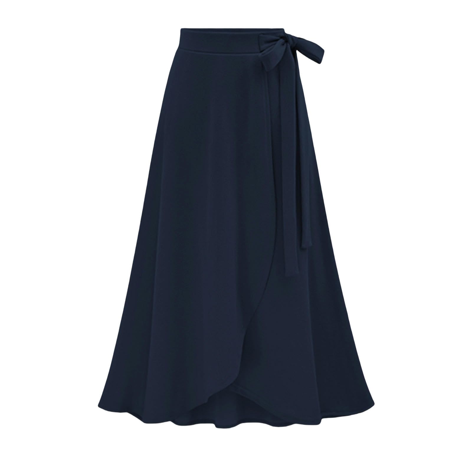 Gonna Donna Gonna Midi Plus Size Femminili - Gonna A Fessura in Vita in Cotone con Gonne da Donna di Medio Lunghezza-blu-5xl