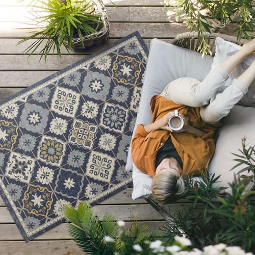 Tapis en vinyle rectangle 80x120 cm étanche motif mosaïque