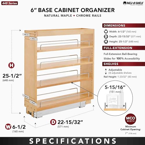 Image of Rev-A-Shelf Pullout Kitchen Cabinet Organizer, Min Cabinet Opening 7 inch W