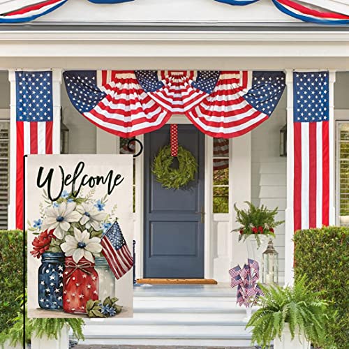 4th-of-July-Floral-Garden-Flag-12×18-Vertical-Double-Sided-Patriotic-Mason-Jar-Flowers-Red-Blue-Memorial-Day-Independence-Day-Holiday-Outside-Decorations-Burlap-Yard-Flag-BW321 4th of July Floral Garden Flag 12×18 Vertical Double Sided Patriotic Mason Jar Flowers Red Blue Memorial Day Independence Day Holiday Outside Decorations Burlap Yard Flag BW321