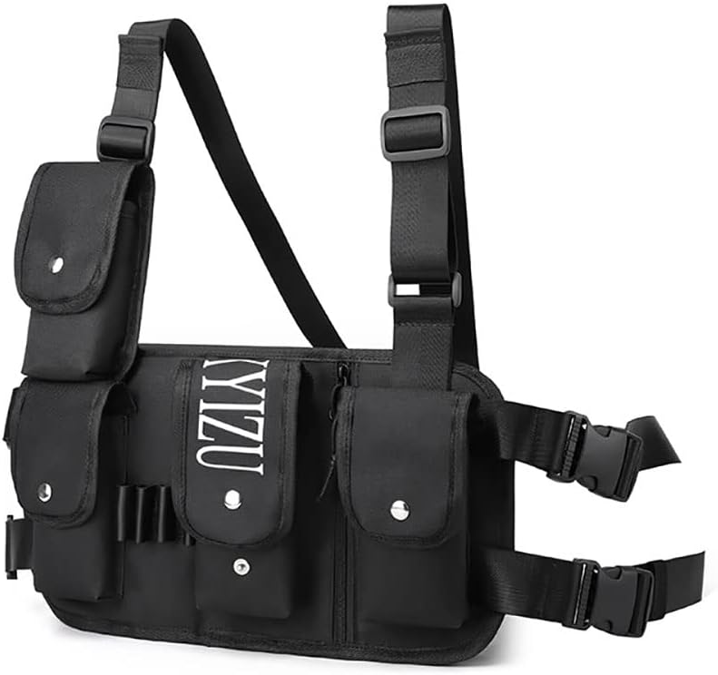 Waterproof Utility Chest Bag For Men Nylon Lightweight EDC Chest Pack Running Pack With Built-In Phone Holder for Workouts, Cycling & Hiking