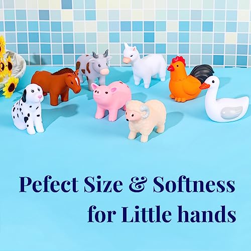 WQTHE Baby Bath Toys, for Infants 6-12& Toddlers 1-3, No Hole Bathtub Toys (Farm Animals, 8 Pcs with Mesh Bag) by WQTHE - Used condition - Image 2