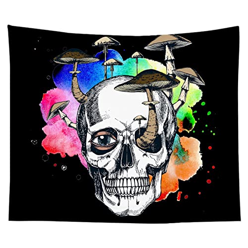 Crâne Champignon Imprimé Tenture Murale Tapisserie pour Garçons Filles Ados Mur Tapisserie Décorative Tapisseries 3D Tenture Murale pour Salon Décor Cover