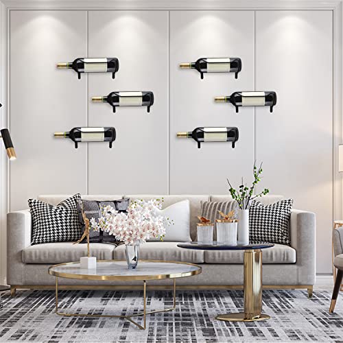Yimerlen 6 Pcs Spiral Wine Wall Holder, Wall Mounted Wine Rack, Metal Wine Bottle Display Holder For Wine Storage Wall Wine Theme Decor, Black (Level Style) #TOP6