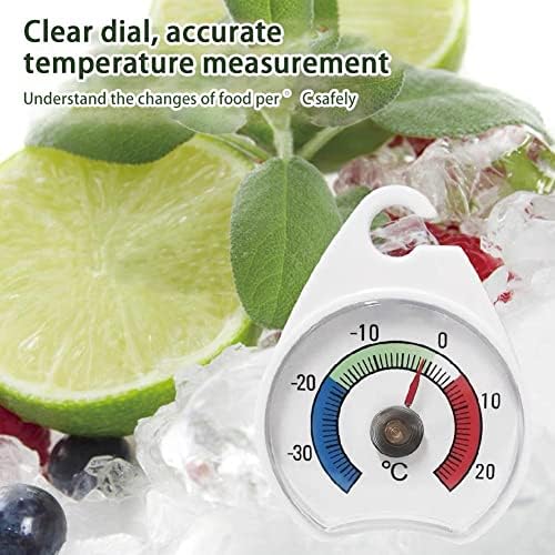 Refrigerator Thermometer, -30~30°C/-20~80°F Indicator Thermometer, Classic Fridge Thermometer Large Dial with Red Indicator Thermometer for Freezer Cooler with Hanging Hook