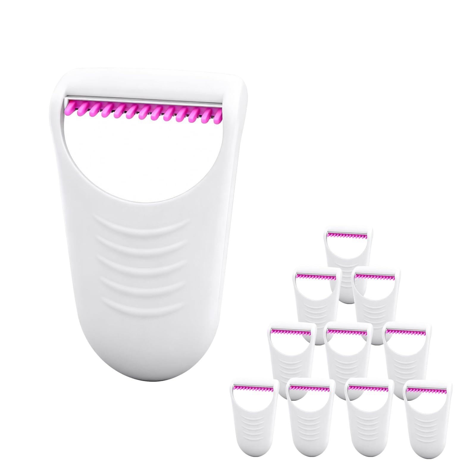 Nalyptra 50Pcs Portable shaving Disposable Prep Razors, Protection Cover Individually Package Easy to Carry Stainless Steel Single Blade Professional Dry/Wet for Hotel Gym Summer Travel (PINK)