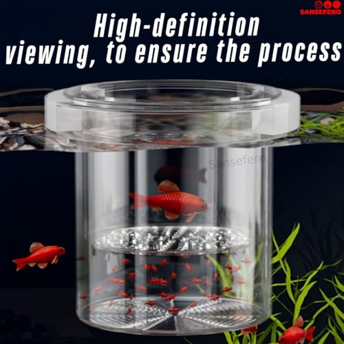Image of SANSEFERO Floating Breeder Box for Fish Tank in Double Layer Foam Collar Floating Incubator for Aquarium with Clear View Fry Protection Fish Breeder Box for Betta,Guppy & Small Fishes (12 Cm)