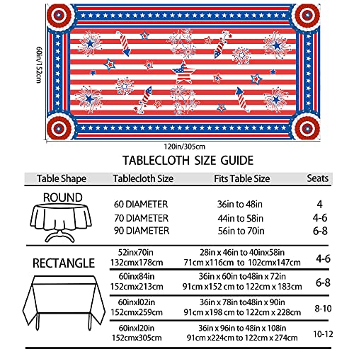 4Th Of July Tablecloth, Patriotic Table Cloth For Rectangle Tables 60X120, 4Th Of July Decorations American Flag Washable Polyester Vintage Table Cover For Picnic Party Outdoor Dinner Dining Room #TOP1