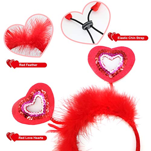 Bwogue Valentine's Day Dog Costume Red Love Hearts Dog Headband With Collar Holiday Birthday Party Headwear Costume Gift For Small Medium Dogs #TOP4