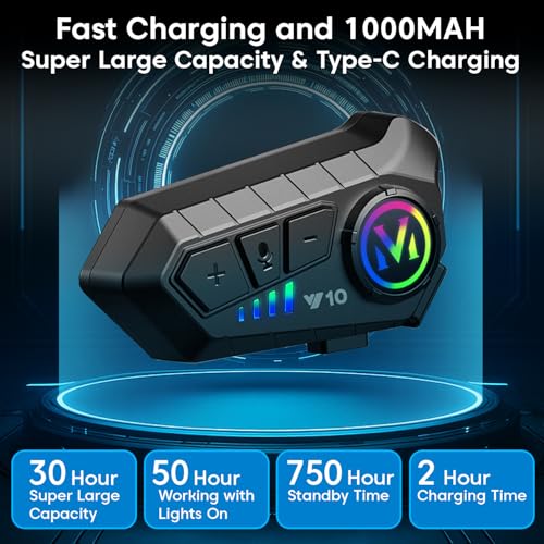 Image of Sounce Bluetooth Motorcycle Helmet Headset with Dual Phone Connection, Wireless 5.3, Hands-Free Calling, Music & GPS Navigation Support, IP67 Waterproof, Universal Helmet Compatibility for Android