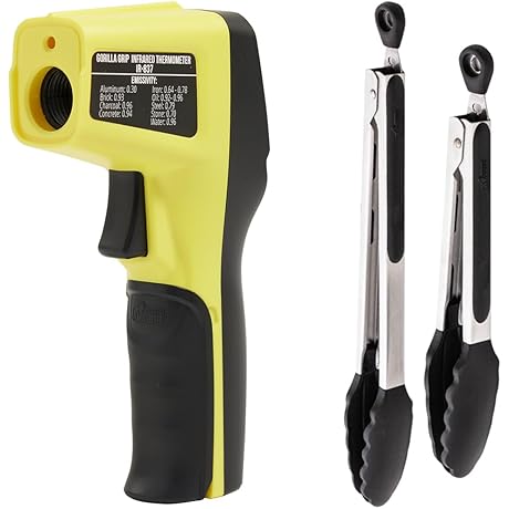 Gorilla Grip Infrared Thermometer and Heat Resistant Tongs (2-Piece)
