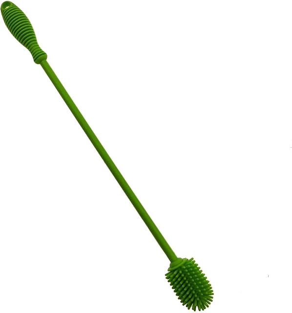 JZK 38cm 15 inch Long Handle Silicone Bottle Brush Cleaner for Long Narrow Drinking Bottle Milk Bottle Flask, Baby Feeding Bottle Cleaning Brush