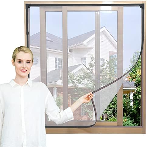 Adjustable DIY Magnetic Window Fly Screen (Fiberglass Mesh), Max130x150cm, Fits Any Size Smaller Easy Installation Keep Bugs/Flys/Mosquitoes Out (Gray Frame Gray mesh), Grey