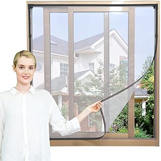 Adjustable DIY Magnetic Window Fly Screen (Fiberglass Mesh), Max130x150cm, Fits Any Size Smaller Easy Installation Keep Bugs/Flys/Mosquitoes Out (Gray Frame Gray mesh), Grey