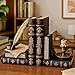Bellaa 26324 Wizard Bookends Feather Quill Pen and Ink Bottle with Oil Lamp Antique Style