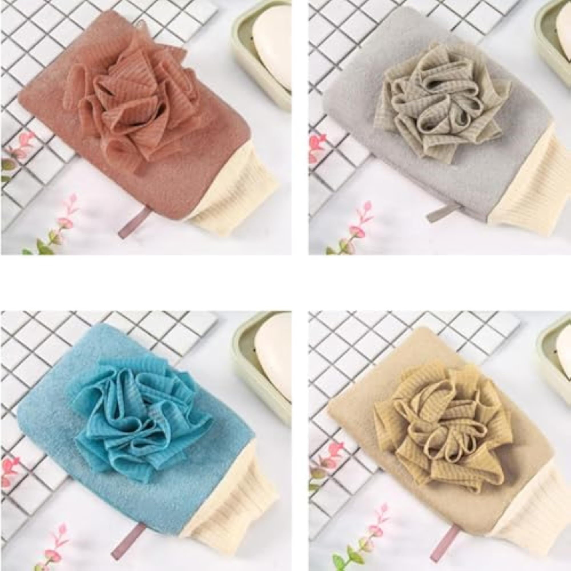 Exfoliating Bath Glove Shower Skin Care Scrubber Mitt Blue