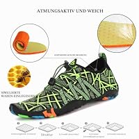 SAGUARO Badeschuhe Damen Herren Wasserschuhe Schwimmschuhe Schnelltrocken Aquaschuhe Strandschuhe Leicht Neoprenschuhe Surfschuhe rutschfeste Tauchschuhe Wassersportschuhe Schwarz Grün Gr.37 EU – Ansicht 4