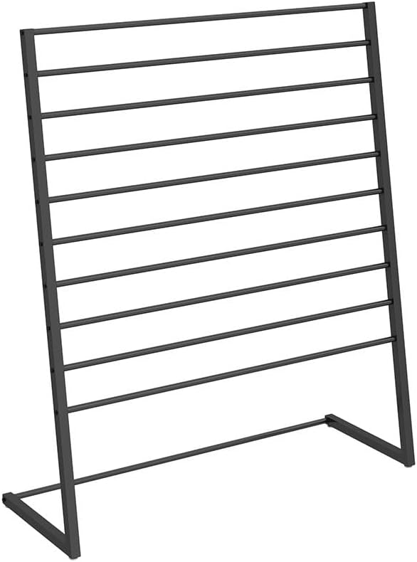 Floor-Standing Mounted Display Rack, 10-Layer Ribbon Organizer, Scarf Tie Storage Metal Shelving for Floral Wrapping Paper Fabric Flower Shop(Gold,59x15.7x57in)