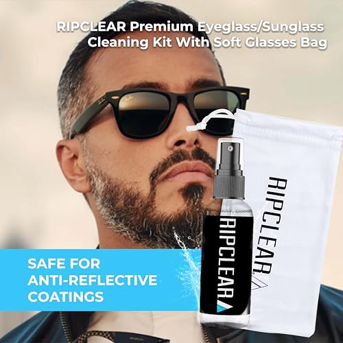 RIPCLEAR Sunglass Cleaning Kit With Ultra Soft Glasses Bag │1 Spray Bottle With Microfiber Glasses Bag Holder - Specailly Designed For Cleaning Polarized, Tinted, and All Sunglass Lens4