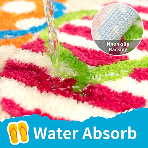 Colorpapa Cute Bathroom Rugs Mat Beach Bathroom Rug Non Slip For Preppy Kids Home Decor Fun Bath Mats For Bathroom, 19"X28" Colorful #TOP6