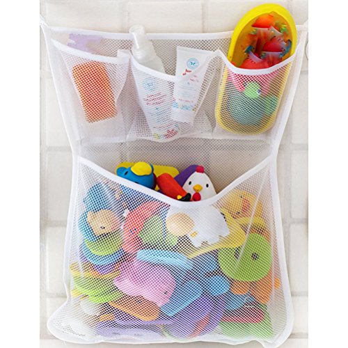 Chianrliu pour bain de bébé Baignoire Salle de Bain Jouet en maille filet sac de rangement Organisateur Support à ventouse, rangement net, jouet en maille filet sac de rangement