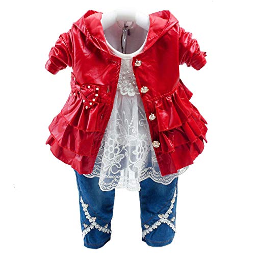 Vêtement bébé fille confortable pour éviter le froid avec veste souple et jean ajustable