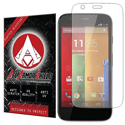 Ace Armor Shield Shatter Resistant Screen Protector for the Motorola Moto G LTE (2015) / Military Grade / High Definition / Maximum Screen Coverage / Supreme Touch Sensitivity /Dry or Wet Easy Installation with free lifetime replacement warranty