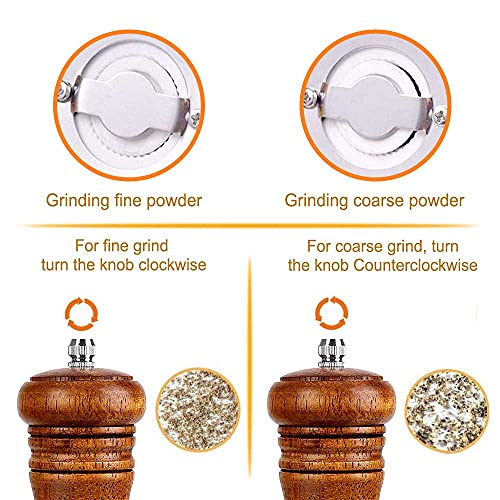 Salt and Pepper Grinder Set, Wooden Salt and Pepper Mill with Adjustable Coarseness Ceramic Core - Image 3