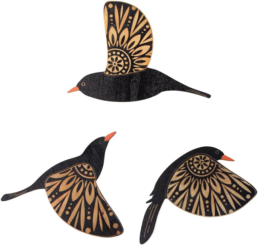 NOIAFZY 3Pcs Vintage-Style Wooden Flying Birds Wall Art Set for Home Decor Bedroom Holiday Decorations
