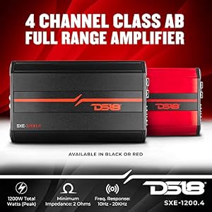 DS18 SXE-1200.4/RD Car Amplifier Stereo Full-Range Class A/B 4-Channel 60x4 RMS @4 OHM 1200 Watts - Powerful and Compact Amp for Speakers in Car Audio System — photo 2 of 6