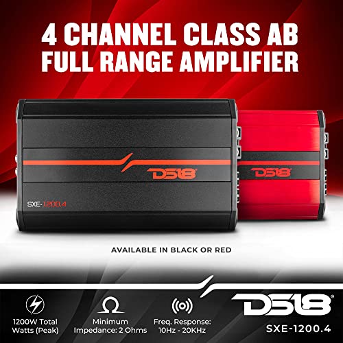 DS18 SXE-1200.4/RD Car Amplifier Stereo Full-Range Class A/B 4-Channel 60x4 RMS @4 OHM 1200 Watts - Powerful and Compact Amp for Speakers in Car Audio System by DS18 - Image 2