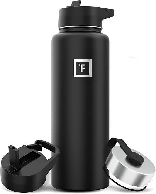 IRON °FLASK Insulated Water Bottle with Straw 40 Ounce with 3 Lids - Stainless Steel Double Walled Camping & Hiking Hydration Flask - Vacuum Leak Proof BPA Free - Travel Sports Gym