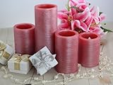 Red Flameless Real Wax Candles with Remote 4, 5, 6, and 8-Inch Unscented LED Candles of 4