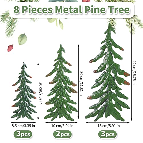 Hotop 8 Pieces Pine Tree Metal Wall Decor Set Landscape Art Sculpture Rustic For Christmas Outdoor Home Farmhouse Cabin Decorations, Green #TOP1