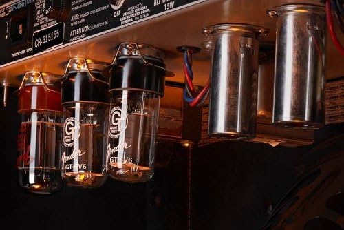 Ички view of the Fender '65 Princeton Reverb Amplifier showing vacuum tubes