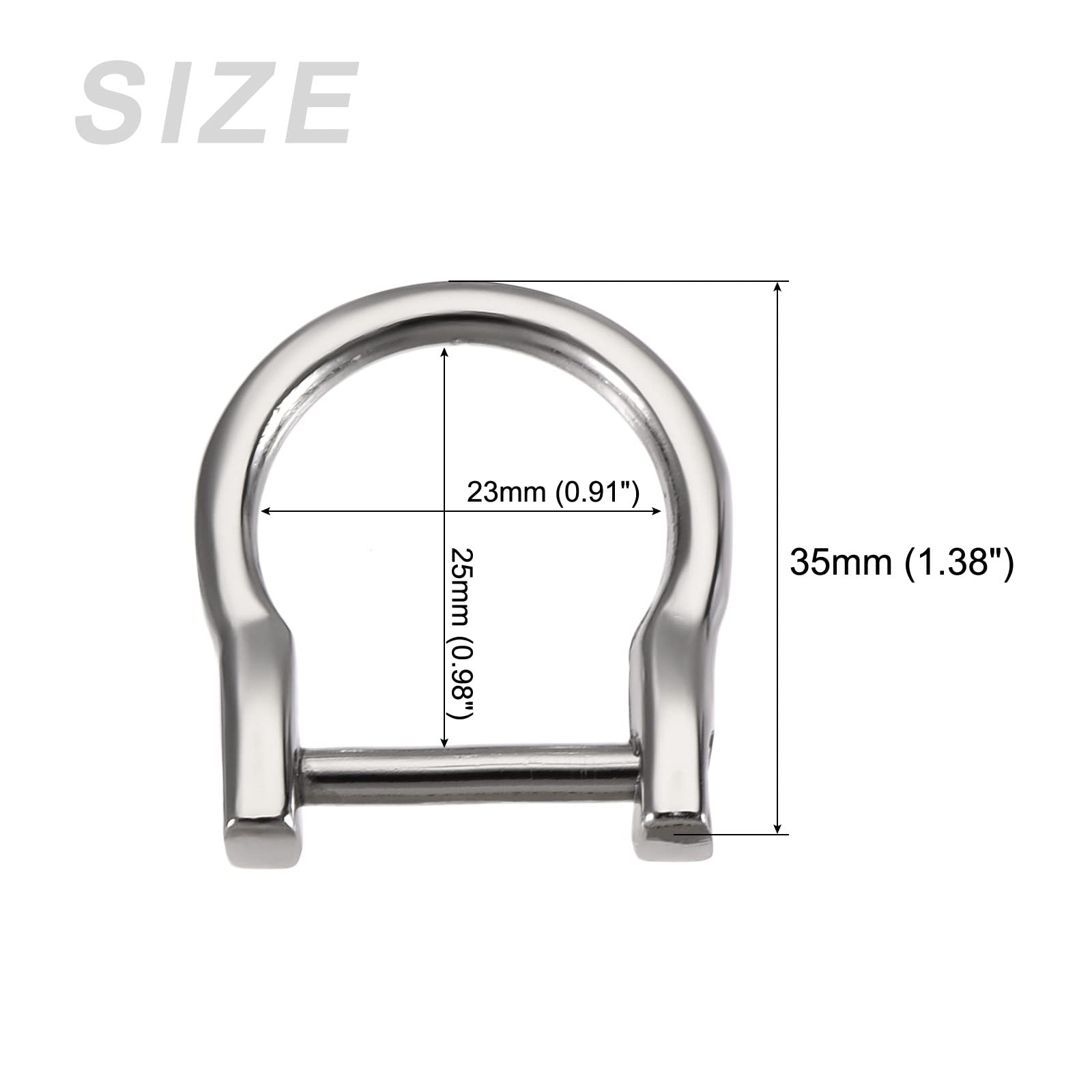 METALLIXITY Horseshoe D-Rings (23mm) 2pcs, Screw-in U-shaped Buckles Shackle - for Car Keys Keychain Bags Leather Crafts Silver Tone - Image 2