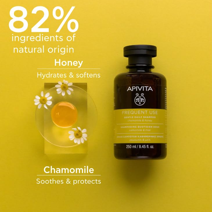 Apivita Frequent Use Gentle Daily Shampoo | Hydrates + Soothes with Chamomile & Honey, Silicone-Free, 250 mL / 8.45 oz - Image 3