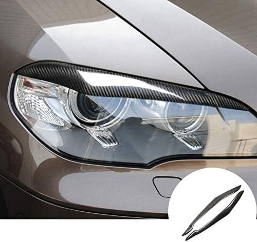Carbon Fiber Front Headlight Eye Lid Eyebrow Trim Cover 2pcs for BMW X5 E70 2008-2013