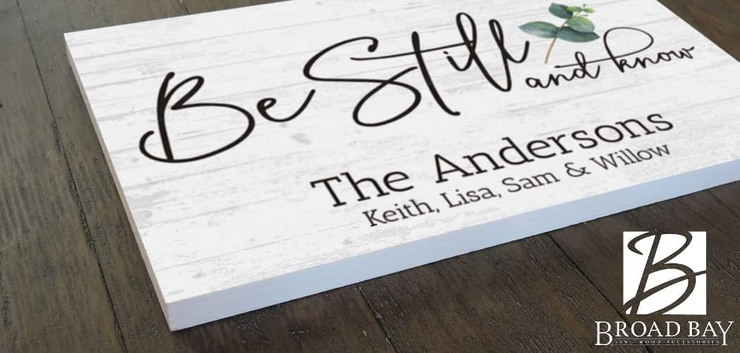 Be Still and Know Sign Personalized Family Name or Home Established Date Bible Verse Inspirational Quote Wall Art SOLID WOOD - 16.5" x 10.5"