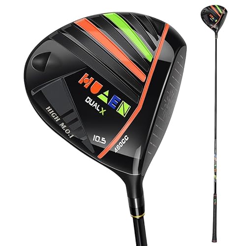 HUAEN Mens Driver Golf Club,‎Titanium Drive and Graphite Regular 10.5 Degree Right Handed 460CC, Black