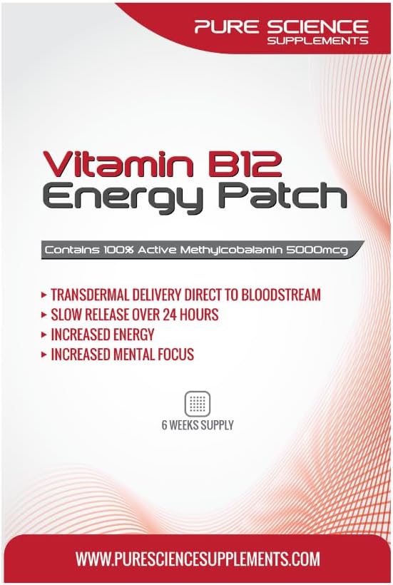 Pure Science Transdermal Vitamin B12 Patches 5000mcg - 6 Weeks Supply